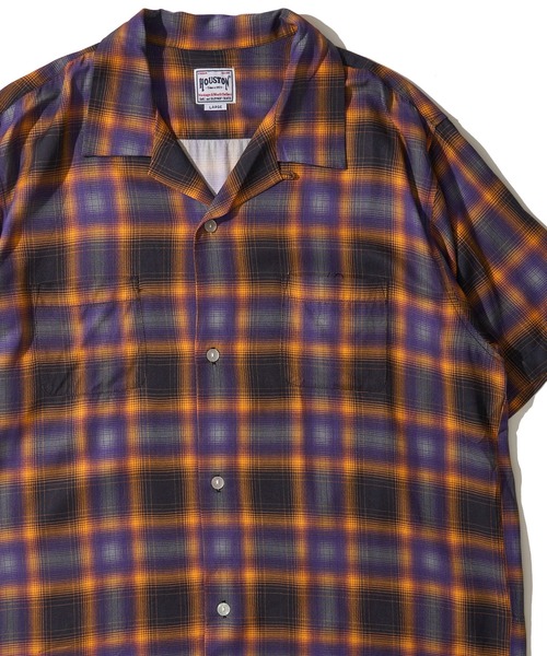 HOUSTON(ヒューストン)の「【HOUSTON / ヒューストン】OMBRE CHECK S/S SHIRT / オンブレチェック オープンカラー 半袖シャツ(シャツ/ブラウス・メンズ・レッド/ブラック/ブラウン/パープル/グリーン/ブルー/オレンジ・LARGE/MEDIUM/X-LARGE)」の5枚目の写真