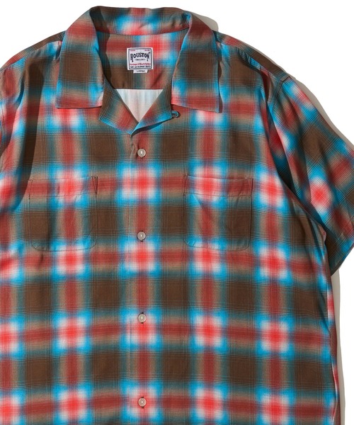 HOUSTON(ヒューストン)の「【HOUSTON / ヒューストン】OMBRE CHECK S/S SHIRT / オンブレチェック オープンカラー 半袖シャツ(シャツ/ブラウス・メンズ・レッド/ブラック/ブラウン/パープル/グリーン/ブルー/オレンジ・LARGE/MEDIUM/X-LARGE)」の7枚目の写真