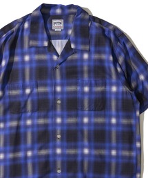 【HOUSTON / ヒューストン】OMBRE CHECK S/S SHIRT / オンブレチェック オープンカラー 半袖シャツ