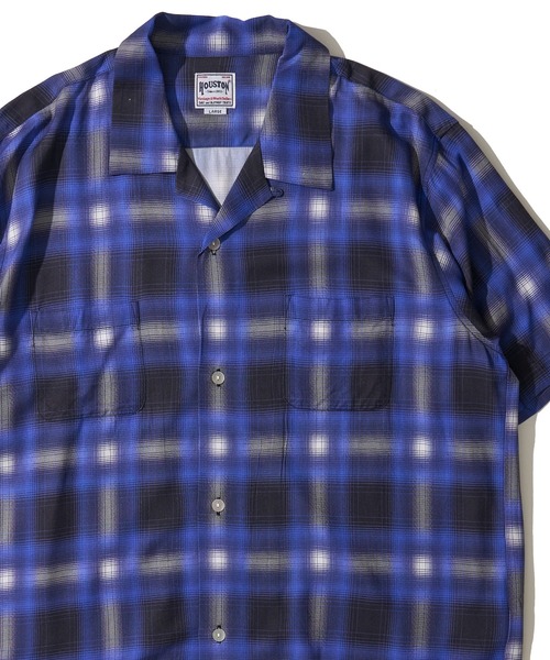 HOUSTON(ヒューストン)の「【HOUSTON / ヒューストン】OMBRE CHECK S/S SHIRT / オンブレチェック オープンカラー 半袖シャツ(シャツ/ブラウス・メンズ・レッド/ブラック/ブラウン/パープル/グリーン/ブルー/オレンジ・LARGE/MEDIUM/X-LARGE)」の4枚目の写真