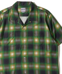 【HOUSTON / ヒューストン】OMBRE CHECK S/S SHIRT / オンブレチェック オープンカラー 半袖シャツ