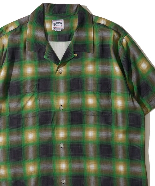 HOUSTON(ヒューストン)の「【HOUSTON / ヒューストン】OMBRE CHECK S/S SHIRT / オンブレチェック オープンカラー 半袖シャツ(シャツ/ブラウス・メンズ・レッド/ブラック/ブラウン/パープル/グリーン/ブルー/オレンジ・LARGE/MEDIUM/X-LARGE)」の3枚目の写真