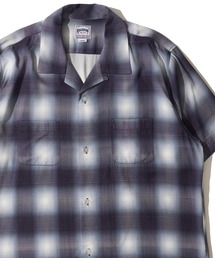 【HOUSTON / ヒューストン】OMBRE CHECK S/S SHIRT / オンブレチェック オープンカラー 半袖シャツ