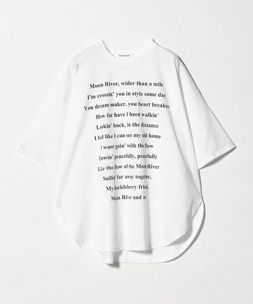 SACRA(サクラ)の「<SACRA>メッセージ Tシャツ(Tシャツ/カットソー・レディース・グレー系/ホワイト/ブラック・38)」の1枚目の写真