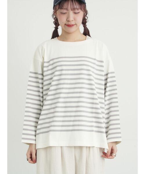 Samansa Mos2（サマンサ モスモス）の「パネルボーダーバスクシャツ（Tシャツ/カットソー・レディース・ブラック/イエロー/グレー/ピンク・F）」の5枚目の写真