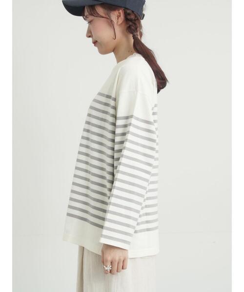 Samansa Mos2（サマンサ モスモス）の「パネルボーダーバスクシャツ（Tシャツ/カットソー・レディース・ブラック/イエロー/グレー/ピンク・F）」の6枚目の写真