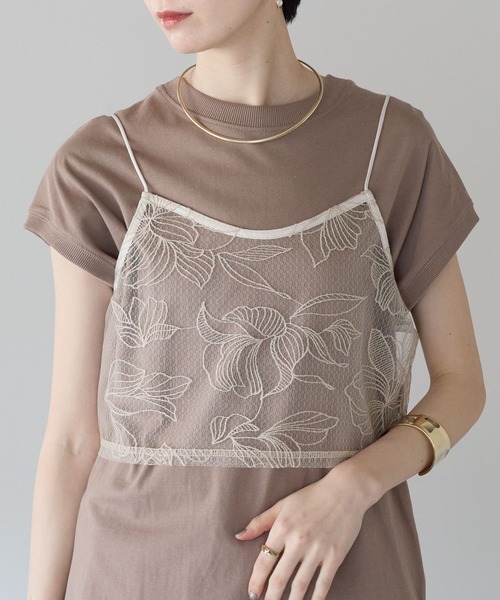 セール】花柄刺繍チュールビスチェ（キャミソール）｜r.（アールドット