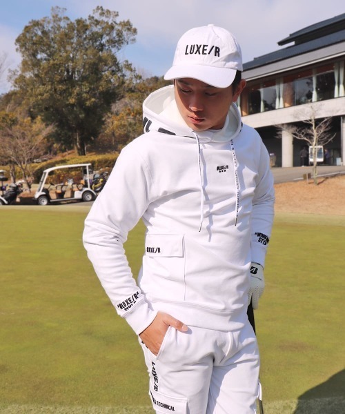 LUXE/R GOLF(ラグジュ ゴルフ)の「(RM)【LUXE/R GOLF】ポンチ ポケット付き コード刺繍 パーカー(パーカー・メンズ・ベージュ系/ブラック/ホワイト・X-LARGE/LARGE/MEDIUM)」の2枚目の写真