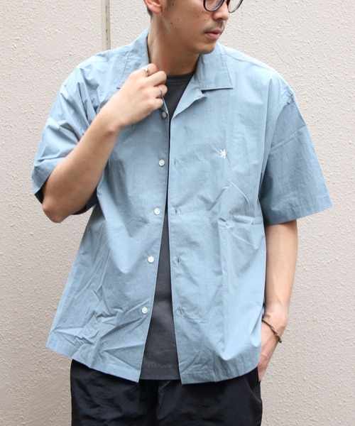 GYMPHLEX(ジムフレックス)の「Gymphlex/ジムフレックス オープンカラーショートスリーブシャツ OPEN COLLAR SHORTSLEEVE SHIRT GY-B0462 OTR(シャツ/ブラウス・メンズ・サックスブルー/チャコールグレー・L/M/S)」の8枚目の写真