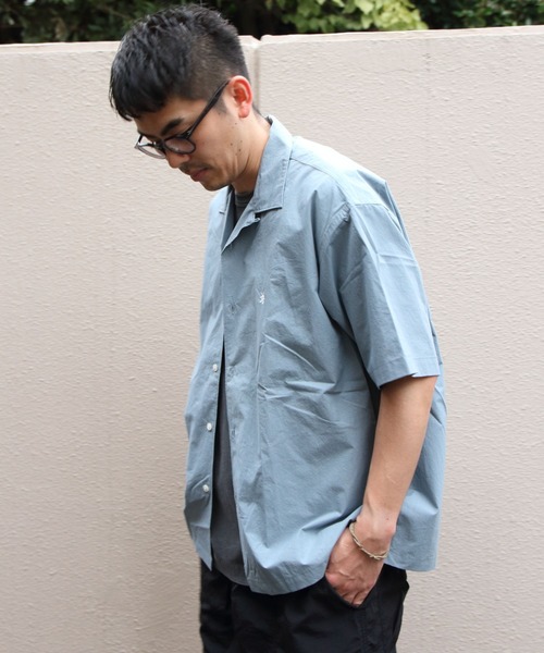 GYMPHLEX(ジムフレックス)の「Gymphlex/ジムフレックス オープンカラーショートスリーブシャツ OPEN COLLAR SHORTSLEEVE SHIRT GY-B0462 OTR(シャツ/ブラウス・メンズ・サックスブルー/チャコールグレー・L/M/S)」の9枚目の写真