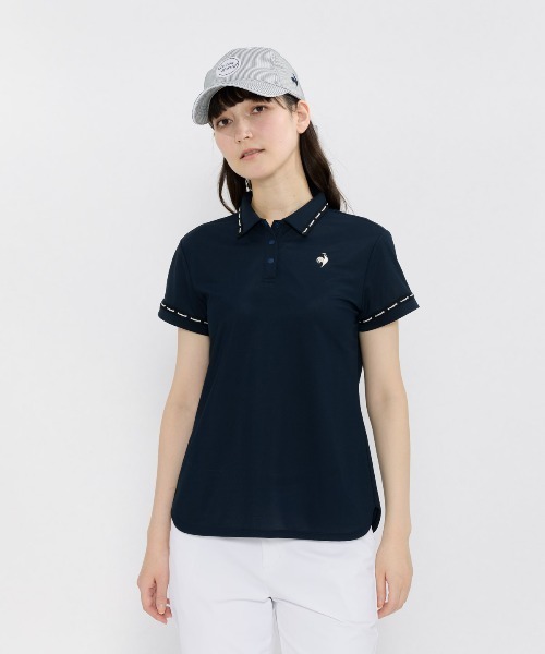 le coq sportif GOLF(ルコックスポルティフゴルフ)の「【Aラインシルエット】半袖シャツ(Tシャツ/カットソー・レディース・ネイビー/ホワイト/オレンジ/ベージュ・3L/L/S/M/XL)」の1枚目の写真