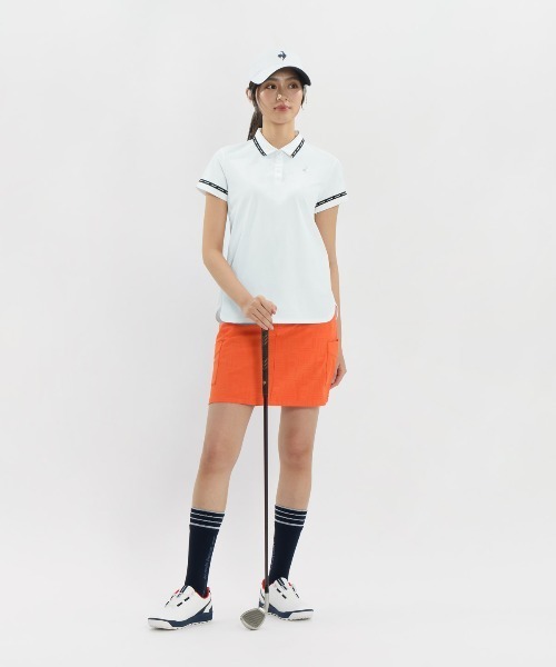le coq sportif GOLF(ルコックスポルティフゴルフ)の「【Aラインシルエット】半袖シャツ(Tシャツ/カットソー・レディース・ネイビー/ホワイト/オレンジ/ベージュ・3L/L/S/M/XL)」の5枚目の写真