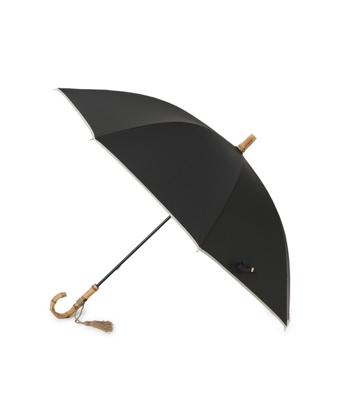 ROPE'（ロペ）の「[晴雨兼用]バンブーハンドルバイカラーパラソル(長傘・日傘)/UV100%カット/完全遮光生地（長傘・レディース・ブラック/キナリ・FREE）」の3枚目の写真