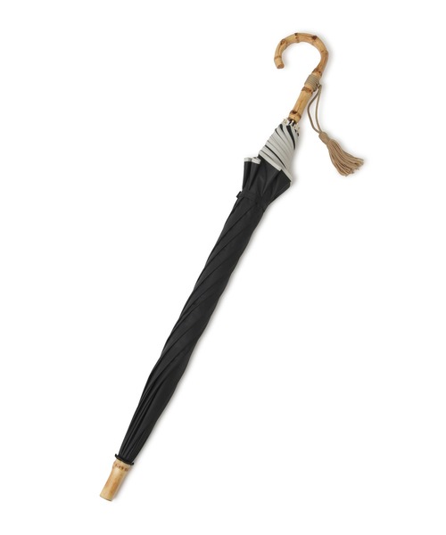 ROPE'（ロペ）の「[晴雨兼用]バンブーハンドルバイカラーパラソル(長傘・日傘)/UV100%カット/完全遮光生地（長傘・レディース・ブラック/キナリ・FREE）」の10枚目の写真