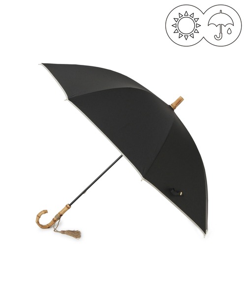 ROPE'（ロペ）の「[晴雨兼用/超撥水]バンブーハンドルバイカラーパラソル(長傘・日傘)/UV100%カット/完全遮光生地（長傘・レディース・ブラック/キナリ・FREE）」の18枚目の写真