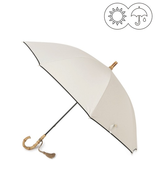 ROPE'（ロペ）の「[晴雨兼用/超撥水]バンブーハンドルバイカラーパラソル(長傘・日傘)/UV100%カット/完全遮光生地（長傘・レディース・ブラック/キナリ・FREE）」の11枚目の写真