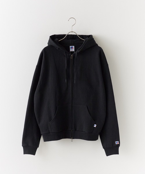 Russell Athletic（ラッセルアスレティック）の「Russell Athletic/ラッセルアスレティック Soft Loop Back Sweat Zip Hoodie パイル ワッペンロゴ ダブルジップパーカー 2026年春夏（パーカー・メンズ・ブラック/ヘザーグレー/ネイビー/ピンク・M/L/XL）」の5枚目の写真