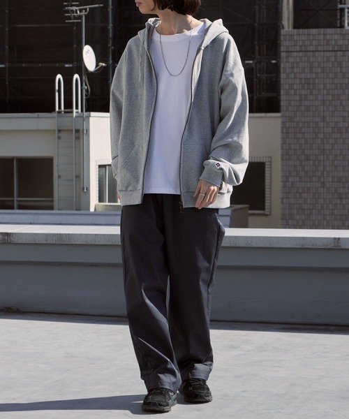 Russell Athletic（ラッセルアスレティック）の「Russell Athletic/ラッセルアスレティック Soft Loop Back Sweat Zip Hoodie パイル ワッペンロゴ ダブルジップパーカー 2026年春夏（パーカー・メンズ・ブラック/ヘザーグレー/ネイビー/ピンク・M/L/XL）」の22枚目の写真