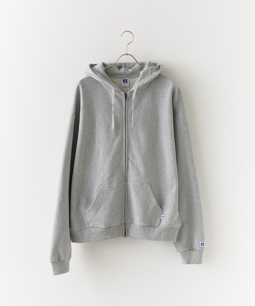 Russell Athletic（ラッセルアスレティック）の「Russell Athletic/ラッセルアスレティック Soft Loop Back Sweat Zip Hoodie パイル ワッペンロゴ ダブルジップパーカー 2026年春夏（パーカー・メンズ・ブラック/ヘザーグレー/ネイビー/ピンク・M/L/XL）」の12枚目の写真