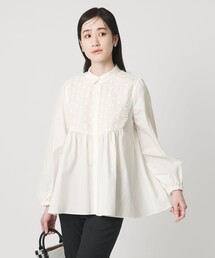 ユナイテッドアローズ　白ブラウス　36 UNITED ARROWS green label relaxing - 【WHITE】シャーリング Vネック