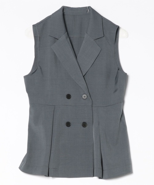 TRIANGLE PALETTE（トライアングルパレット）の「ペプラムジレ・ベスト/ セットアップ対応（スーツベスト・レディース・ブラック/ベージュ/グレー・FREE）」の16枚目の写真