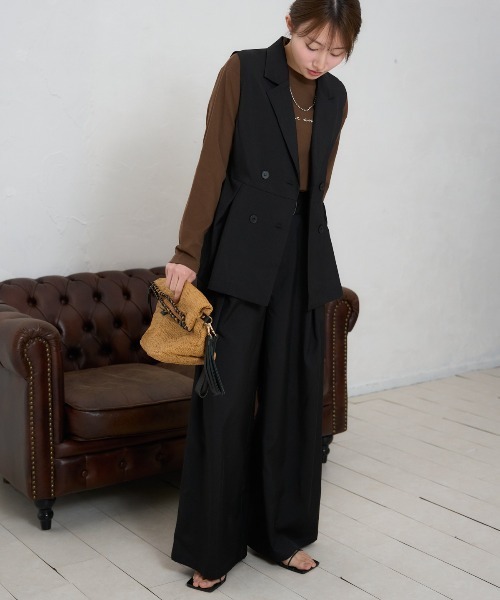 TRIANGLE PALETTE（トライアングルパレット）の「ペプラムジレ・ベスト/ セットアップ対応（スーツベスト・レディース・ブラック/ベージュ/グレー・FREE）」の9枚目の写真