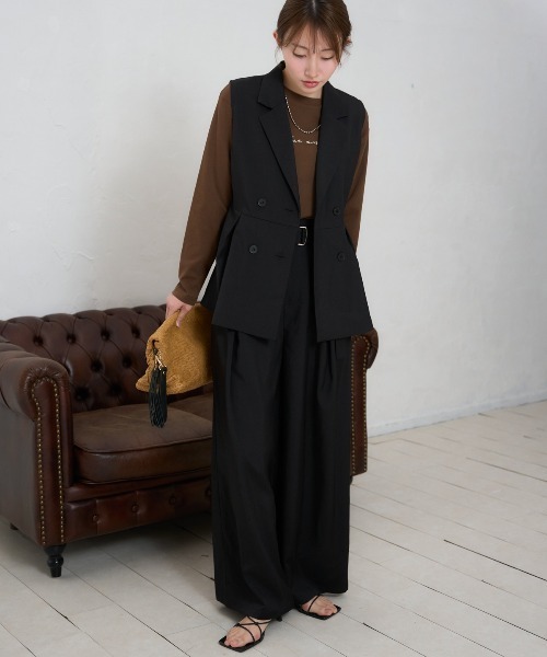 TRIANGLE PALETTE（トライアングルパレット）の「ペプラムジレ・ベスト/ セットアップ対応（スーツベスト・レディース・ブラック/ベージュ/グレー・FREE）」の10枚目の写真