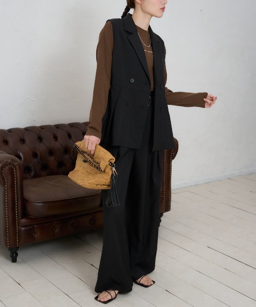 TRIANGLE PALETTE（トライアングルパレット）の「ペプラムジレ・ベスト/ セットアップ対応（スーツベスト・レディース・ブラック/ベージュ/グレー・FREE）」の11枚目の写真