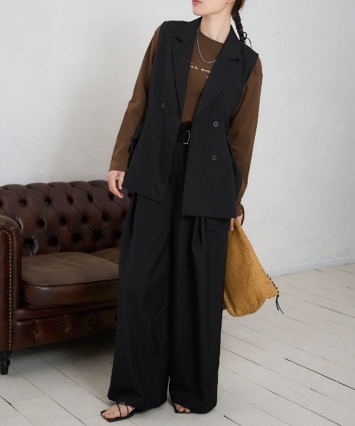 TRIANGLE PALETTE（トライアングルパレット）の「ペプラムジレ・ベスト/ セットアップ対応（スーツベスト・レディース・ブラック/ベージュ/グレー・FREE）」の12枚目の写真