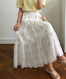 小花フレア ロングスカート