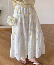 小花フレア ロングスカート