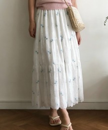 小花フレア ロングスカート