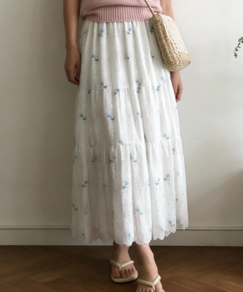 SHOUYO(ショウヨウ)の「小花フレア ロングスカート(スカート・レディース・イエロー/レッド/パープル/ブルー/ピンク・M)」の2枚目の写真