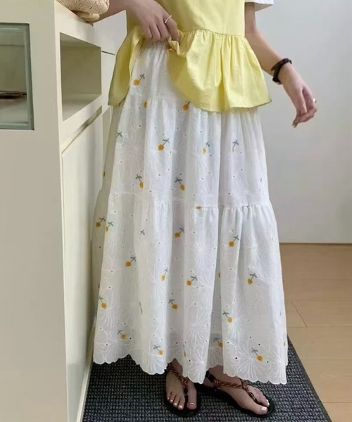 SHOUYO(ショウヨウ)の「小花フレア ロングスカート(スカート・レディース・イエロー/レッド/パープル/ブルー/ピンク・M)」の6枚目の写真