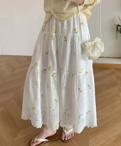 SHOUYO(ショウヨウ)の「小花フレア ロングスカート(スカート・レディース・イエロー/レッド/パープル/ブルー/ピンク・M)」の7枚目の写真