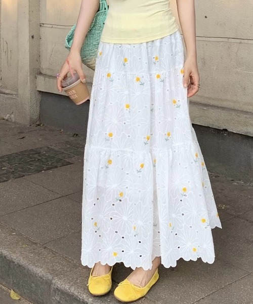 SHOUYO(ショウヨウ)の「小花フレア ロングスカート(スカート・レディース・イエロー/レッド/パープル/ブルー/ピンク・M)」の10枚目の写真