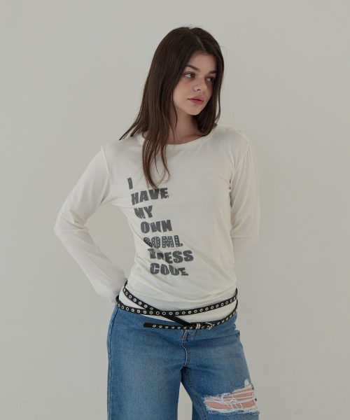 5OML(オーオーエムエル)の「サイドボタンツーウェイロングスリーブ(アイボリー)(Tシャツ/カットソー・レディース・アイボリー・FREE)」の3枚目の写真
