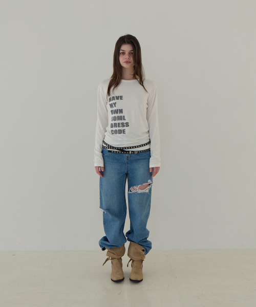 5OML(オーオーエムエル)の「サイドボタンツーウェイロングスリーブ(アイボリー)(Tシャツ/カットソー・レディース・アイボリー・FREE)」の2枚目の写真