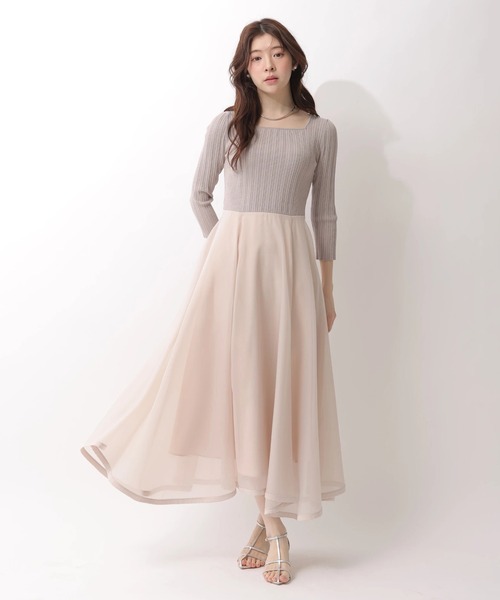 Rirandture（リランドチュール）の「７分袖エアリードッキングワンピース（ワンピース・レディース・オフホワイト/ピンク系その他/ブラック系その他2・2/1）」の3枚目の写真