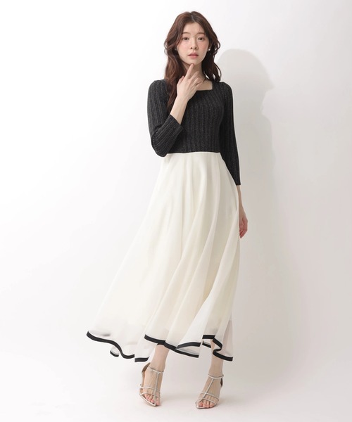 Rirandture（リランドチュール）の「７分袖エアリードッキングワンピース（ワンピース・レディース・オフホワイト/ピンク系その他/ブラック系その他2・2/1）」の2枚目の写真