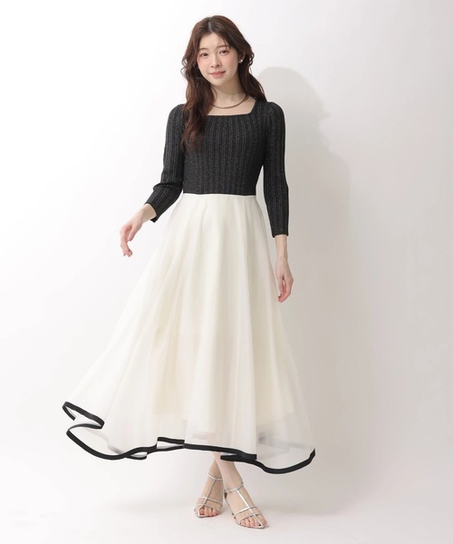 Rirandture（リランドチュール）の「７分袖エアリードッキングワンピース（ワンピース・レディース・オフホワイト/ピンク系その他/ブラック系その他2・2/1）」の4枚目の写真