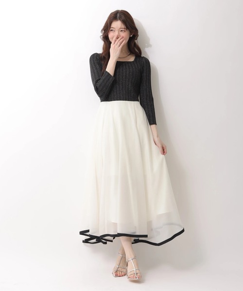 Rirandture（リランドチュール）の「７分袖エアリードッキングワンピース（ワンピース・レディース・オフホワイト/ピンク系その他/ブラック系その他2・2/1）」の6枚目の写真