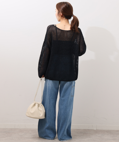 JOURNAL STANDARD relume（ジャーナルスタンダード　レリューム）の「ミックスメッシュ2WAYヘンリープルオーバー（ニット/セーター・レディース・ブラック系その他/ベージュ・FREE）」の5枚目の写真