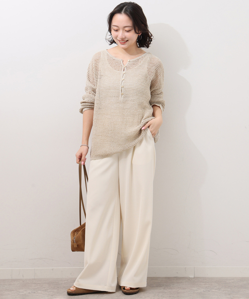 JOURNAL STANDARD relume（ジャーナルスタンダード　レリューム）の「ミックスメッシュ2WAYヘンリープルオーバー（ニット/セーター・レディース・ブラック系その他/ベージュ・FREE）」の10枚目の写真