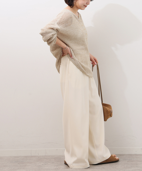 JOURNAL STANDARD relume（ジャーナルスタンダード　レリューム）の「ミックスメッシュ2WAYヘンリープルオーバー（ニット/セーター・レディース・ブラック系その他/ベージュ・FREE）」の11枚目の写真