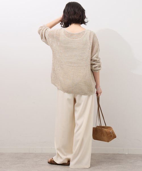 JOURNAL STANDARD relume（ジャーナルスタンダード　レリューム）の「ミックスメッシュ2WAYヘンリープルオーバー（ニット/セーター・レディース・ブラック系その他/ベージュ・FREE）」の12枚目の写真