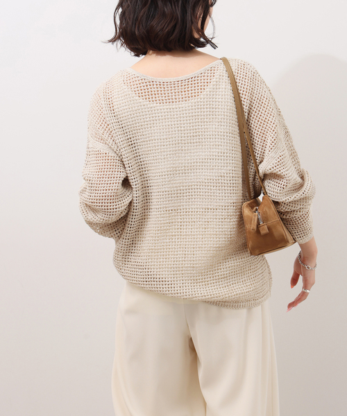 JOURNAL STANDARD relume（ジャーナルスタンダード　レリューム）の「ミックスメッシュ2WAYヘンリープルオーバー（ニット/セーター・レディース・ブラック系その他/ベージュ・FREE）」の16枚目の写真