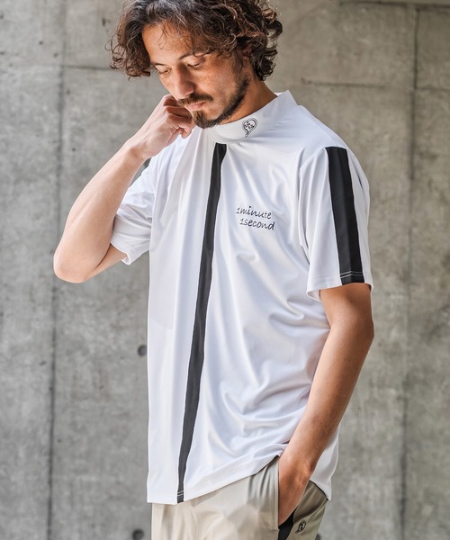 1minute 1second(ワンミニットワンセカンド)の「mt10276-high stretch knit line mock neck T モックネックカットソー(1M26N040)(Tシャツ/カットソー・メンズ・ホワイト系その他/ホワイト×ブラック/ブラック系その他・XL/L/M/S)」の1枚目の写真