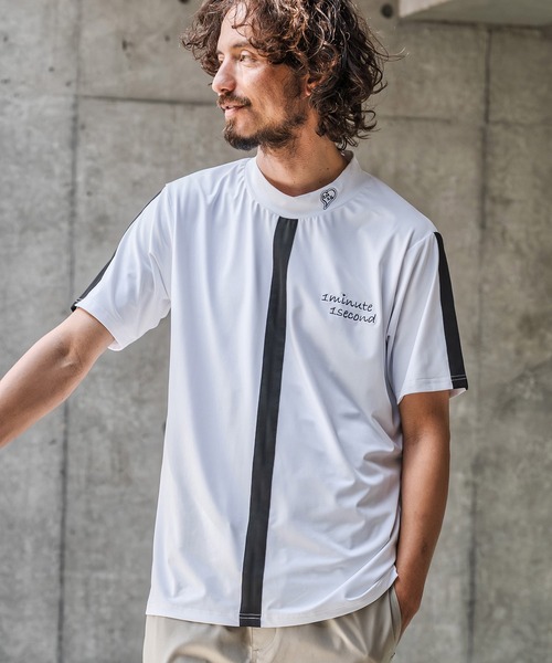 1minute 1second(ワンミニットワンセカンド)の「mt10276-high stretch knit line mock neck T モックネックカットソー(1M26N040)(Tシャツ/カットソー・メンズ・ホワイト系その他/ホワイト×ブラック/ブラック系その他・XL/L/M/S)」の4枚目の写真