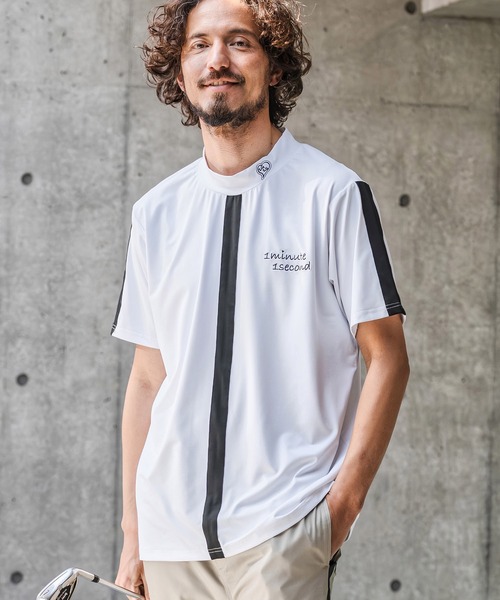 1minute 1second(ワンミニットワンセカンド)の「mt10276-high stretch knit line mock neck T モックネックカットソー(1M26N040)(Tシャツ/カットソー・メンズ・ホワイト系その他/ホワイト×ブラック/ブラック系その他・XL/L/M/S)」の5枚目の写真